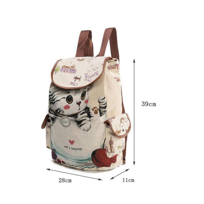 Cat Print Drawstring Backpack - Madison's Mutt Mall