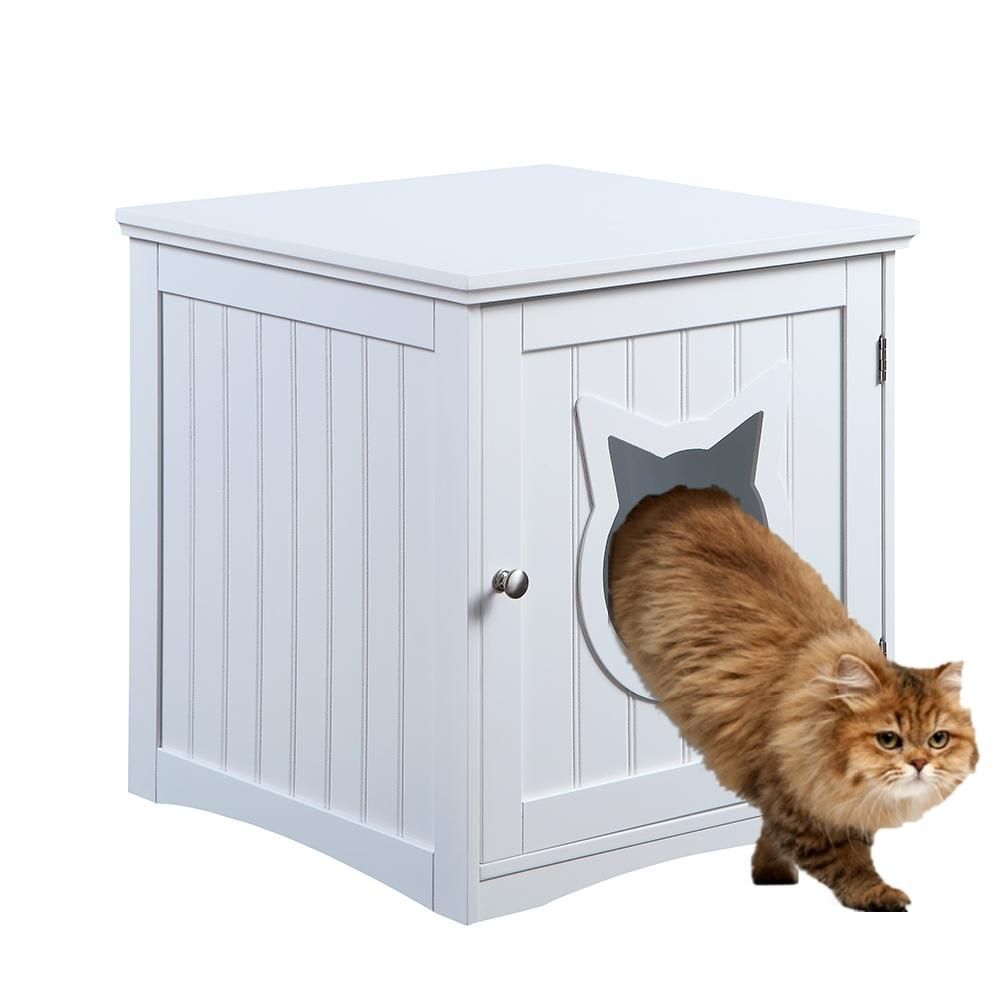 Cat House Side Table - White - Madison's Mutt Mall