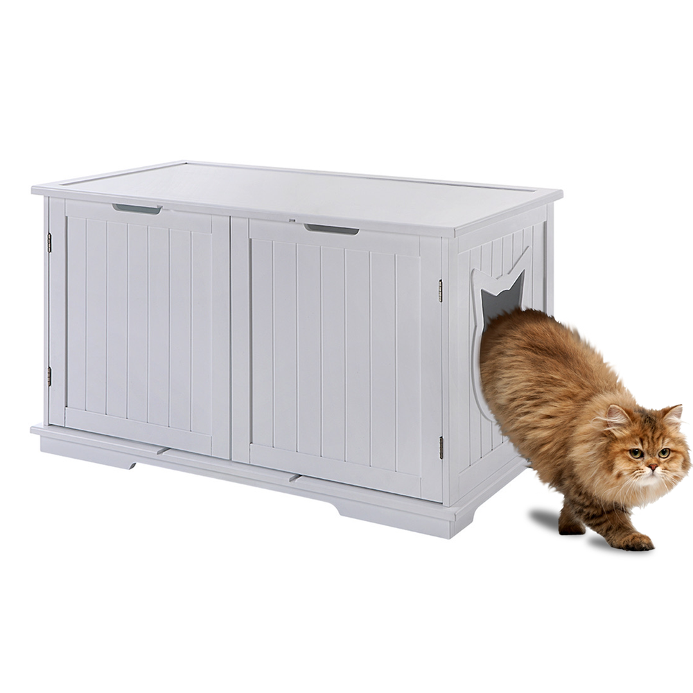 X-Large Cat Multi-Functional End Table - White - Madison's Mutt Mall
