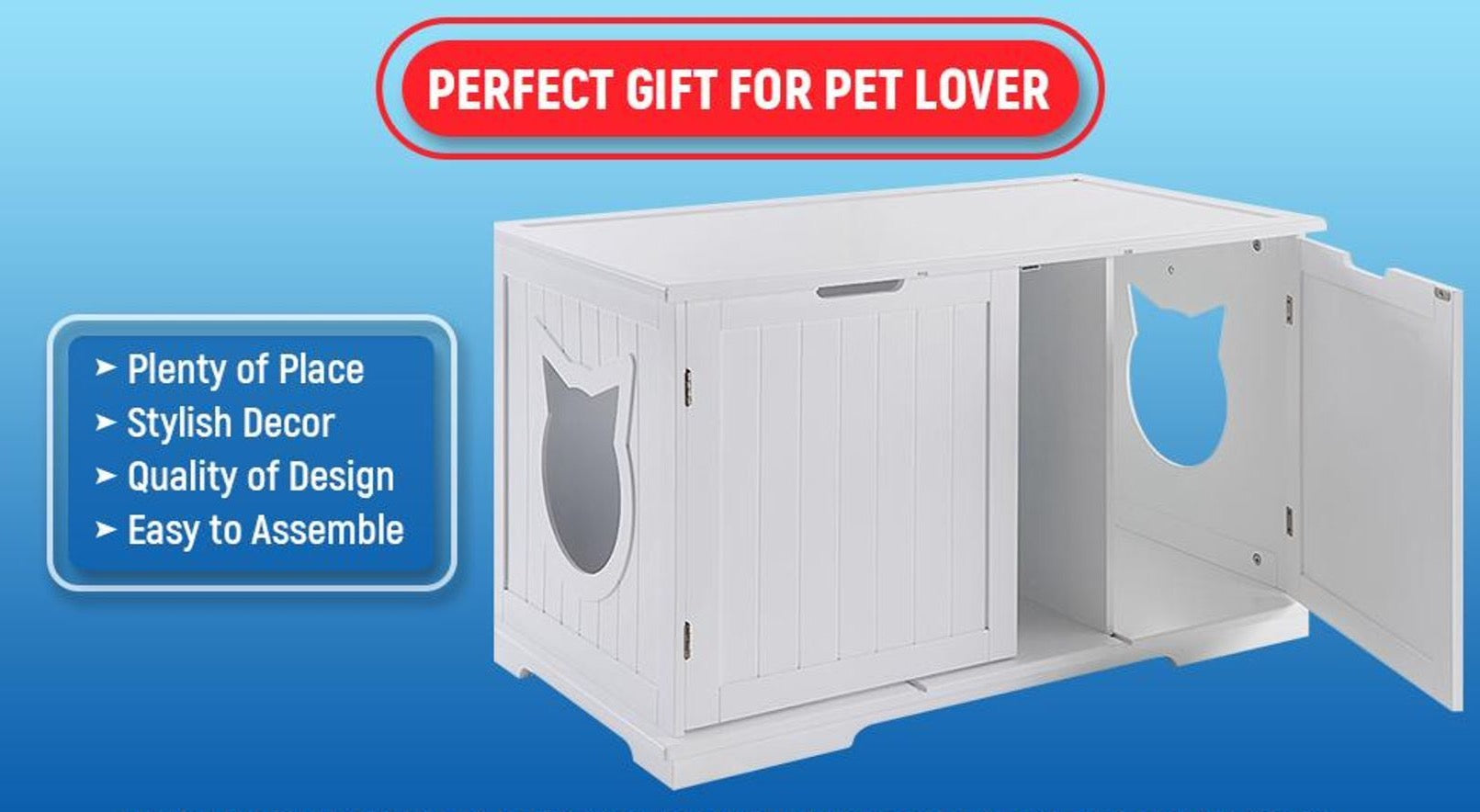 X-Large Cat Multi-Functional End Table - White - Madison's Mutt Mall