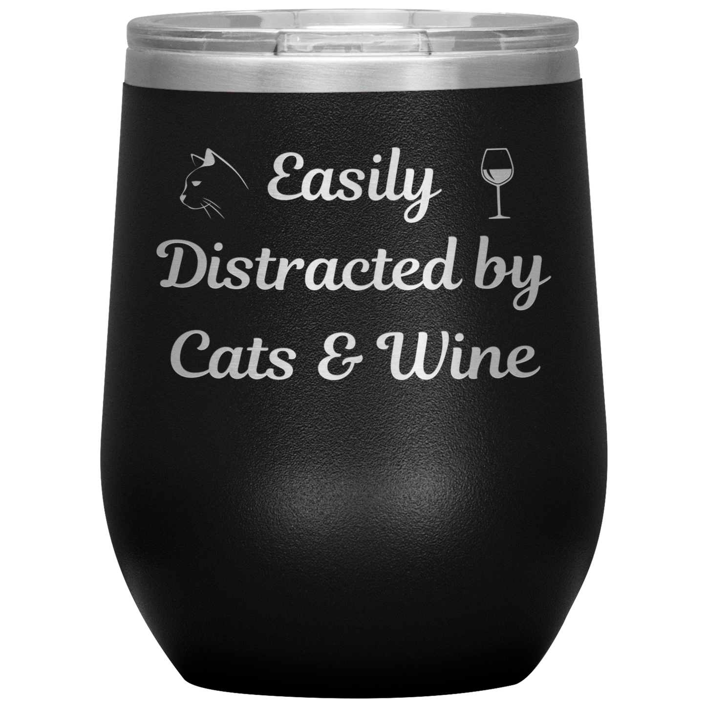 Easily Distracted by Cats & Wine Tumbler - Madison's Mutt Mall