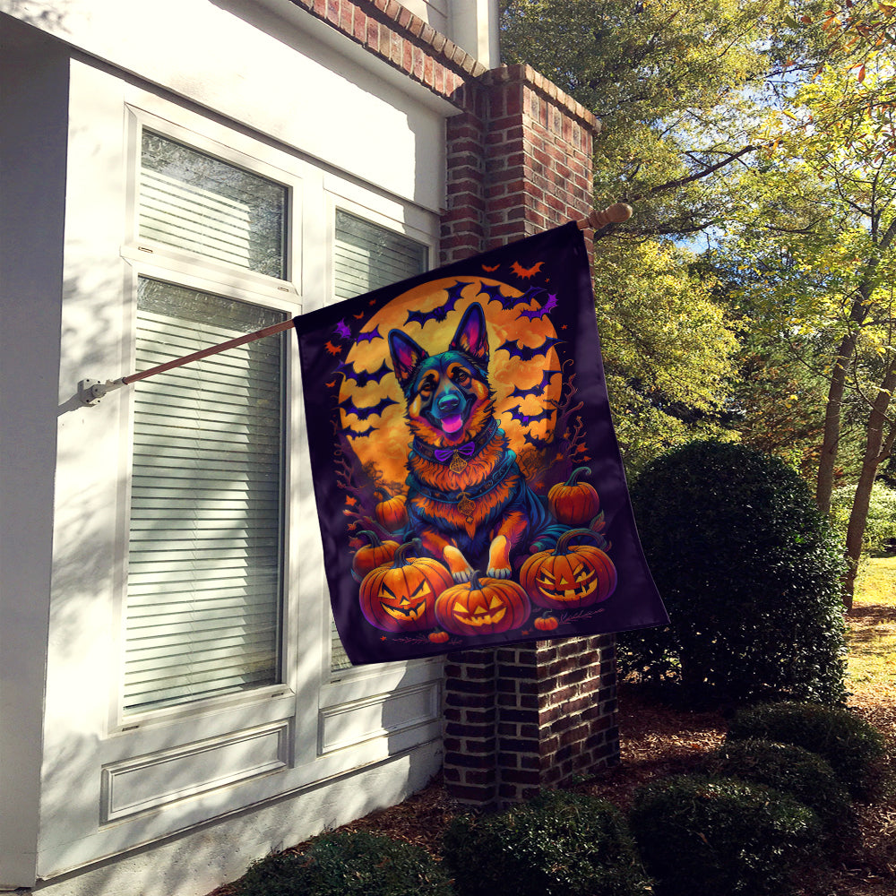 German Shepherd Witchy Halloween House Flag