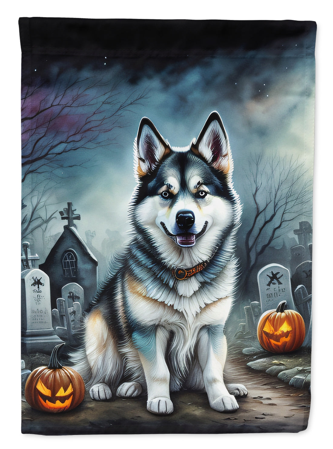 Alaskan Malamute Spooky Halloween House Flag