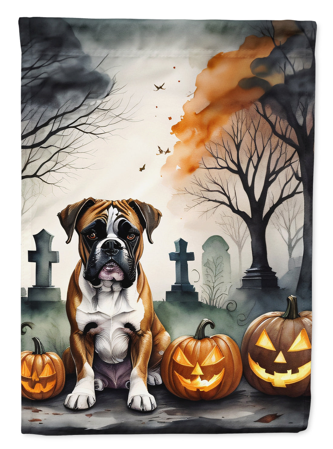 Boxer Spooky Halloween House Flag