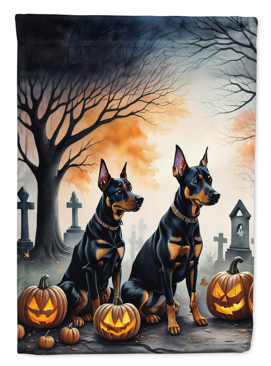 Doberman Pinscher Spooky Halloween House Flag