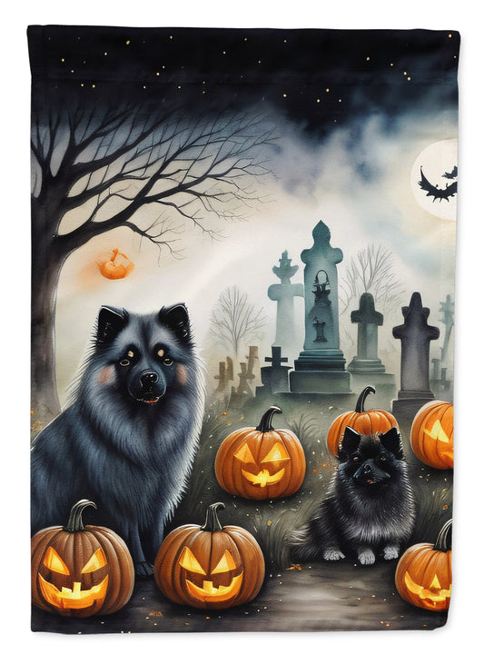 Keeshond Spooky Halloween House Flag