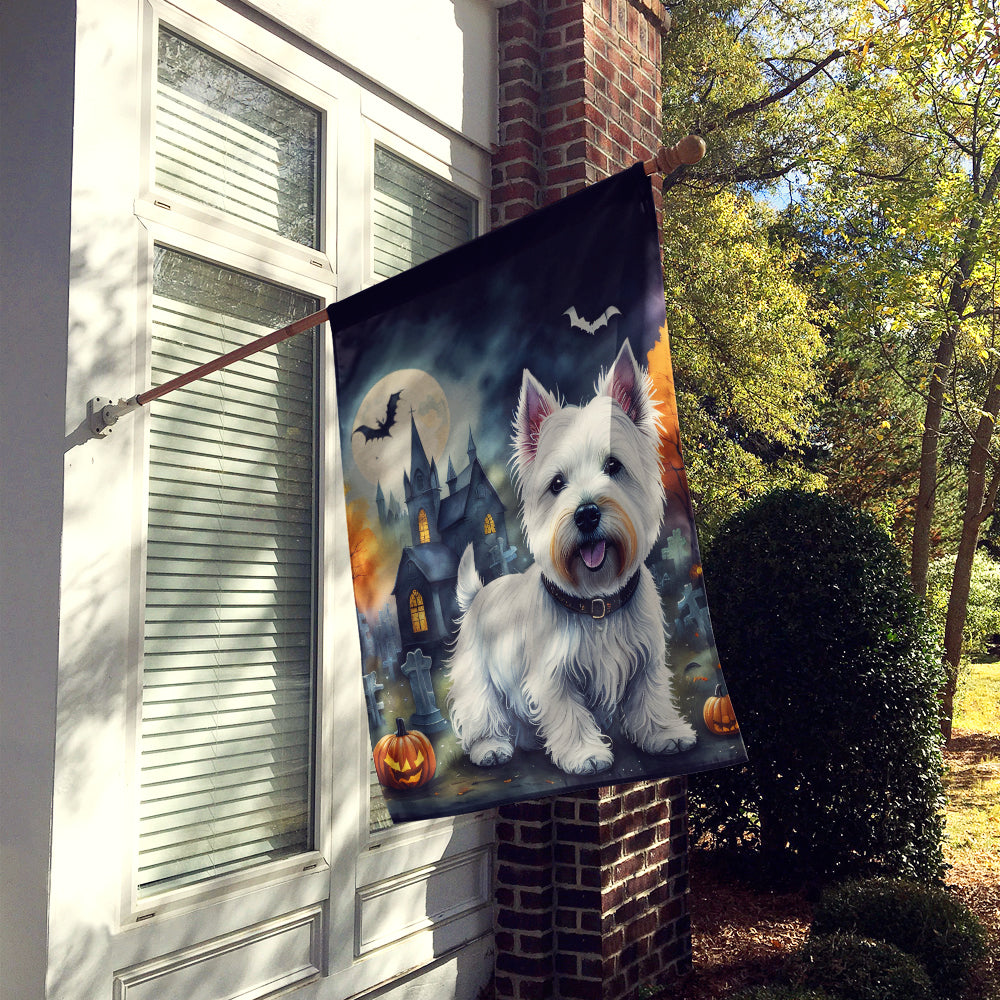 Westie Spooky Halloween House Flag