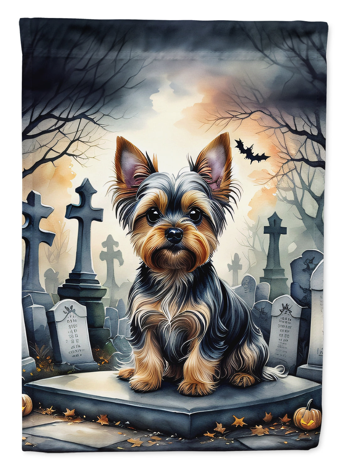 Yorkshire Terrier Spooky Halloween House Flag