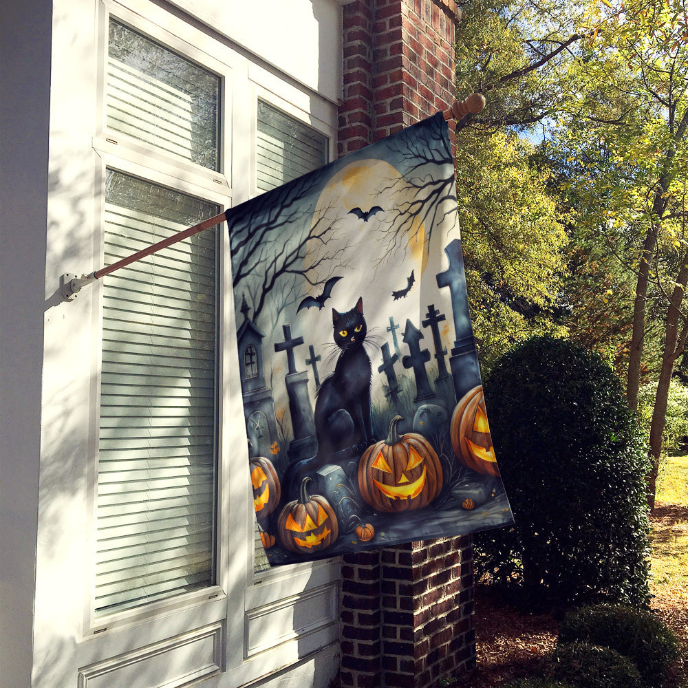 Black Cat II Spooky Halloween House Flag