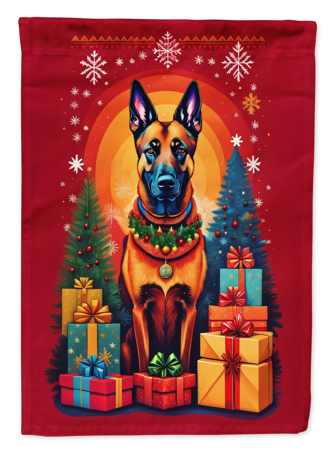 Belgian Malinois Holiday Christmas House Flag