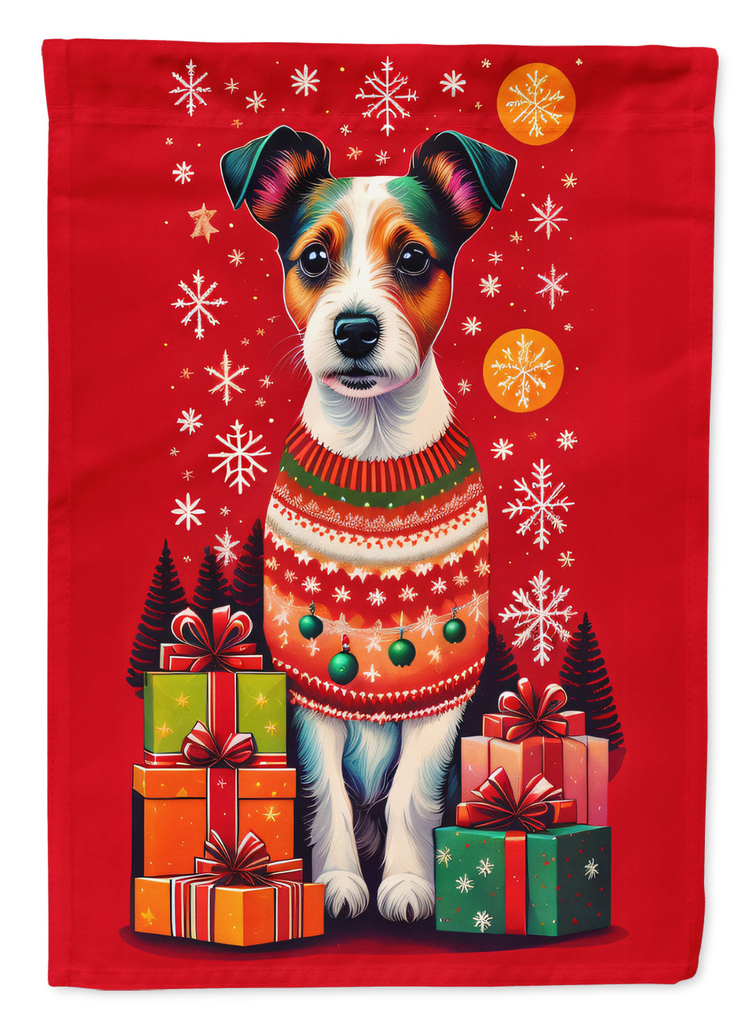 Jack Russell Terrier Holiday Christmas House Flag