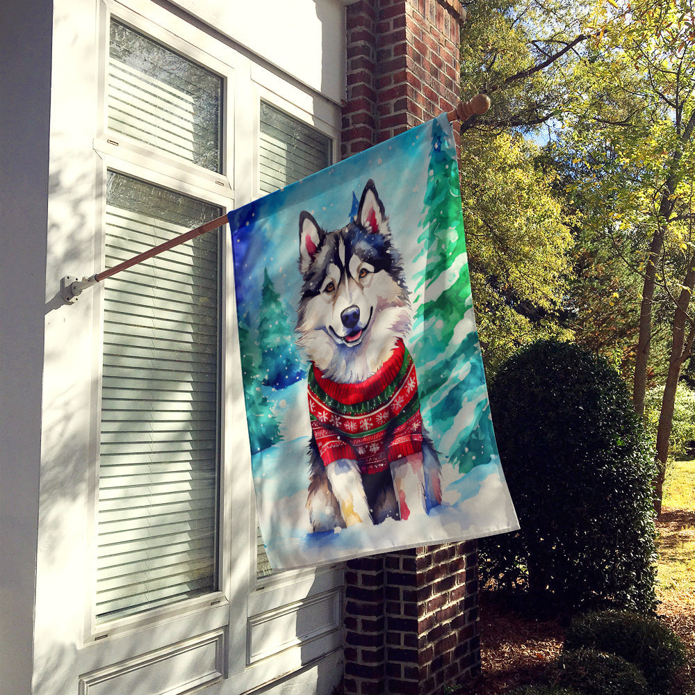 Alaskan Malamute Christmas House Flag