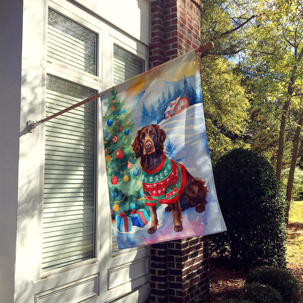 American Water Spaniel Christmas House Flag