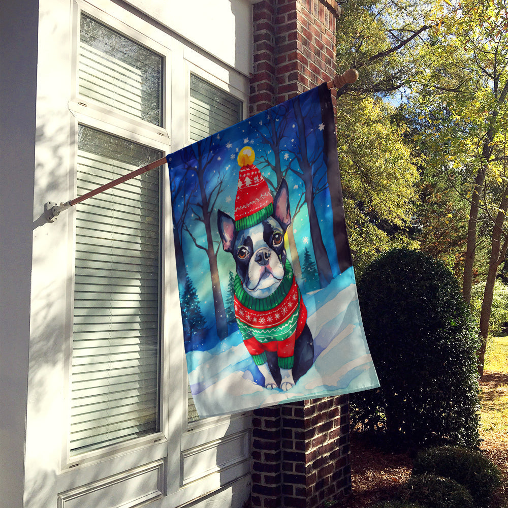 Boston Terrier Christmas House Flag