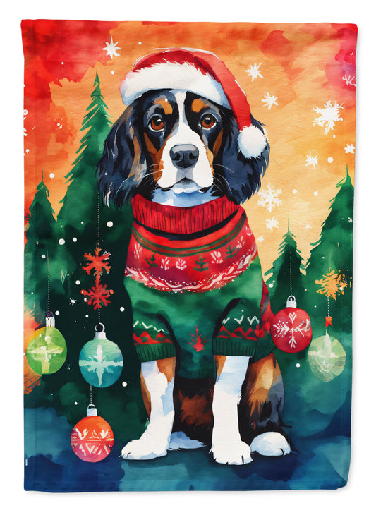 Cavalier Spaniel II Christmas House Flag