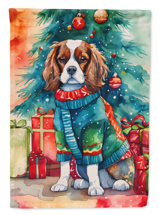 Cavalier Spaniel Christmas House Flag