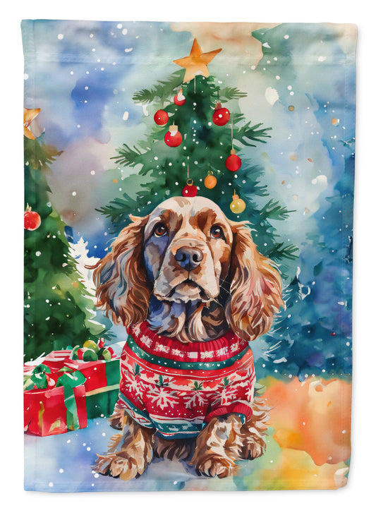 English Cocker Spaniel Christmas House Flag