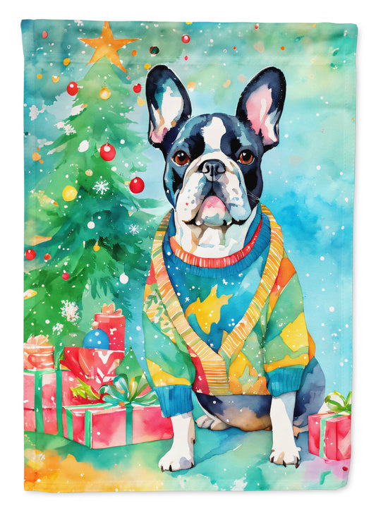 French Bulldog Christmas House Flag