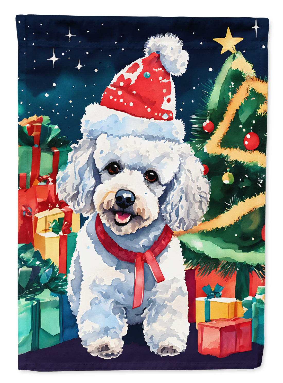 Poodle Christmas House Flag