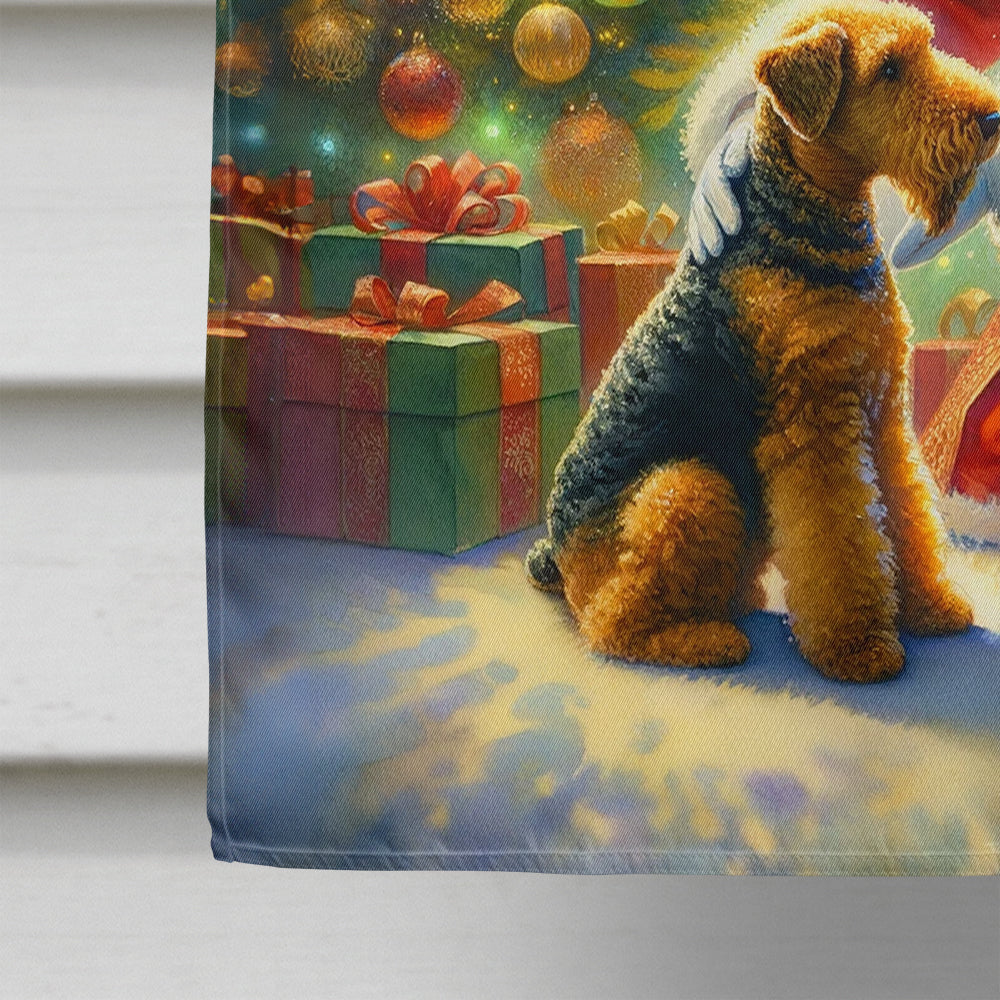 Airedale Terrier and Santa Claus House Flag