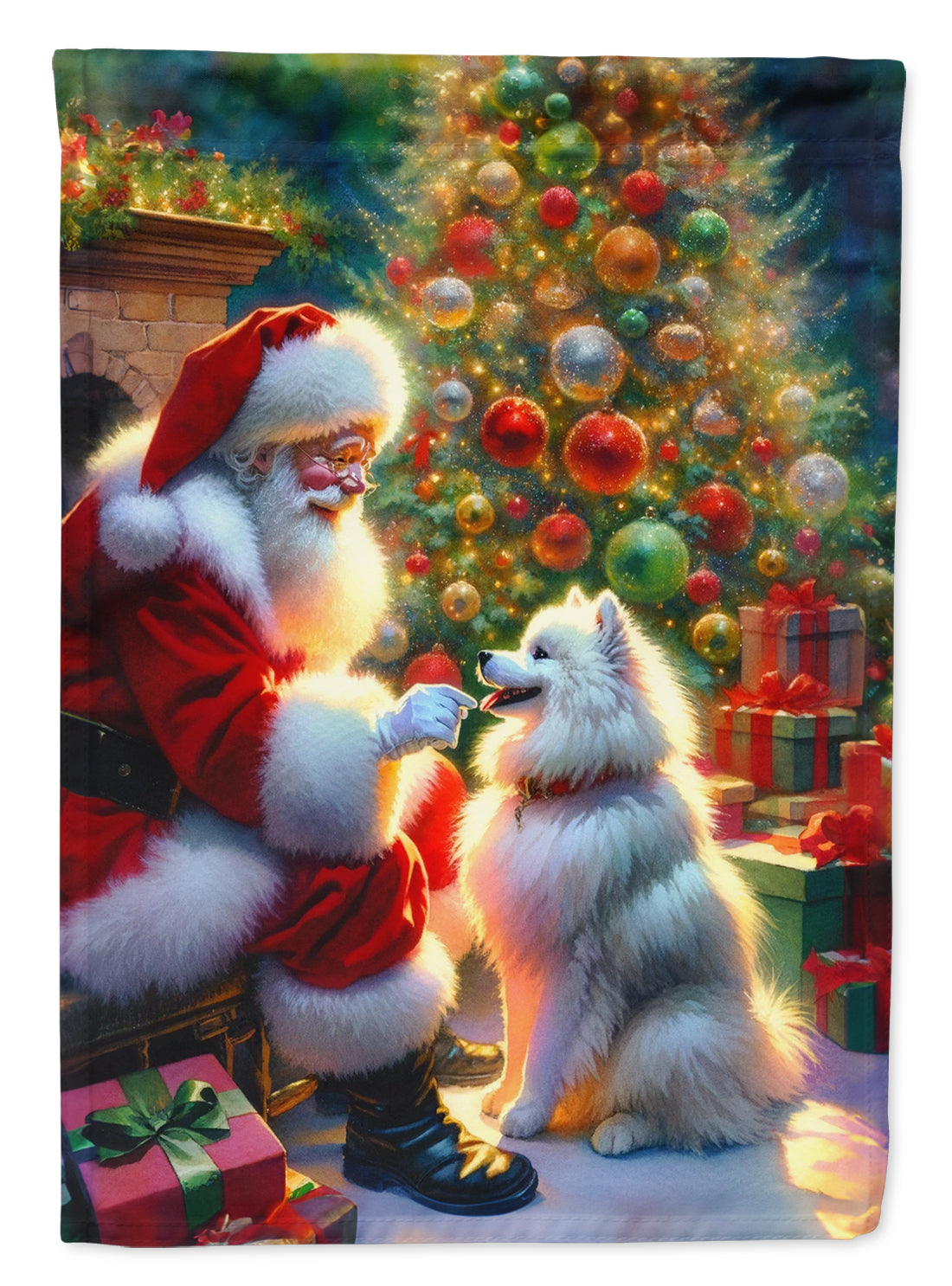 American Eskimo and Santa Claus House Flag