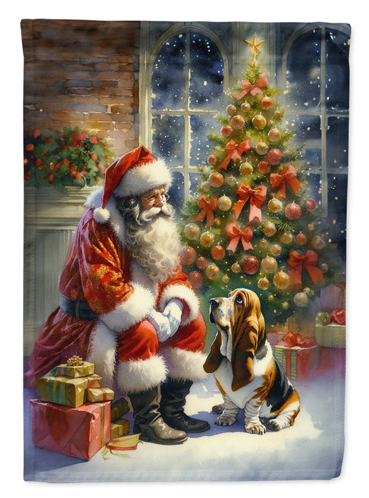 Basset Hound and Santa Claus House Flag