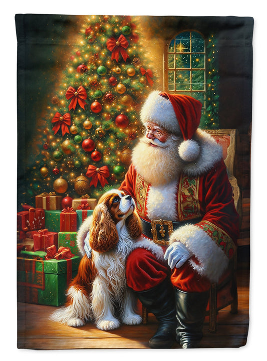 Cavalier Spaniel and Santa Claus House Flag