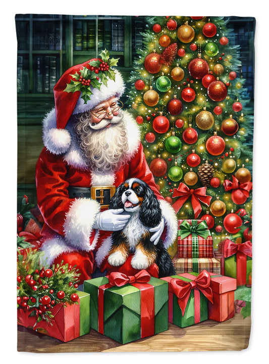 Cavalier Spaniel and Santa Claus House Flag