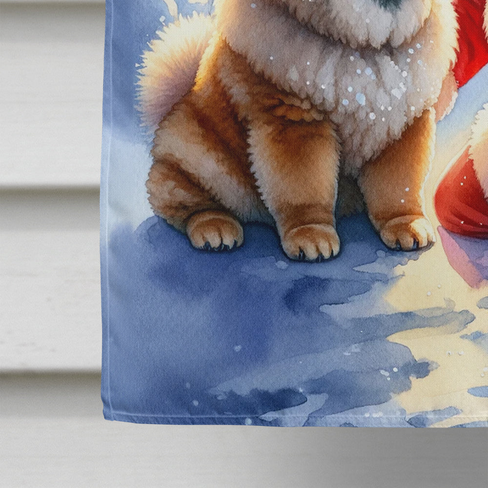 Chow Chow and Santa Claus House Flag