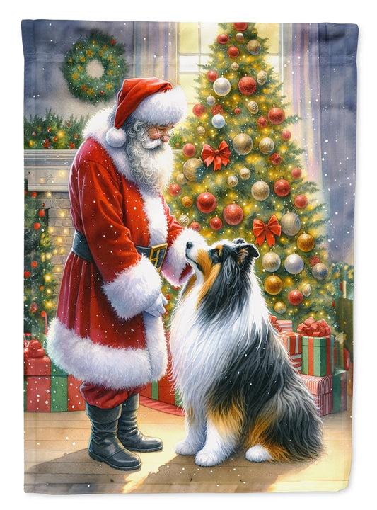 Collie and Santa Claus House Flag