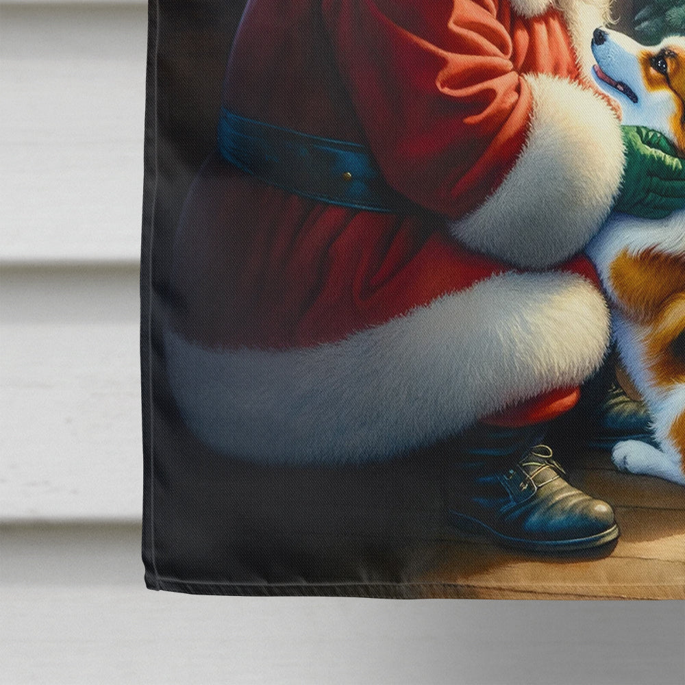 Corgi and Santa Claus House Flag