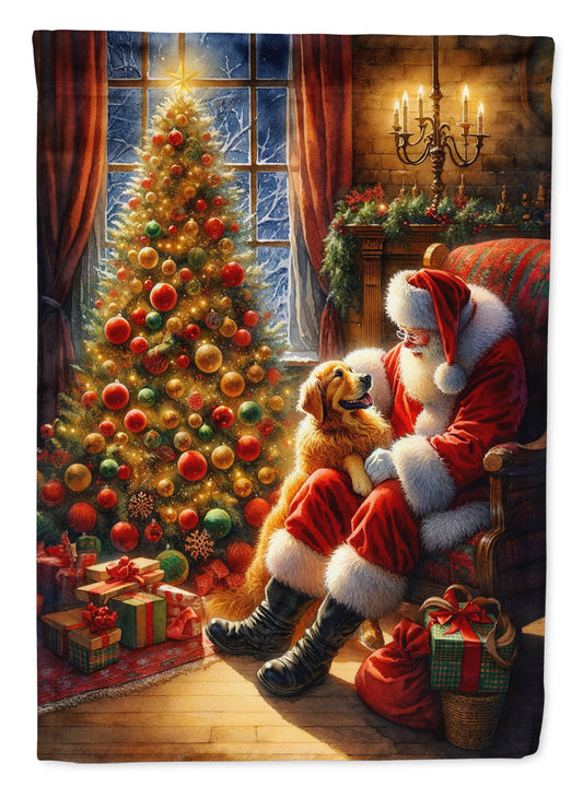 Golden Retriever and Santa Claus House Flag