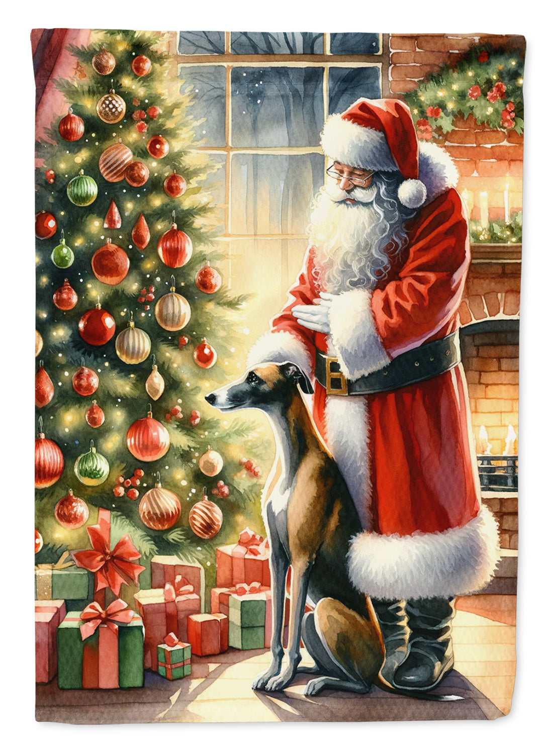 Greyhound and Santa Claus House Flag