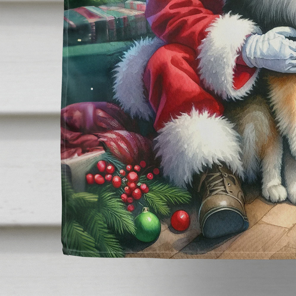 Keeshond and Santa Claus House Flag