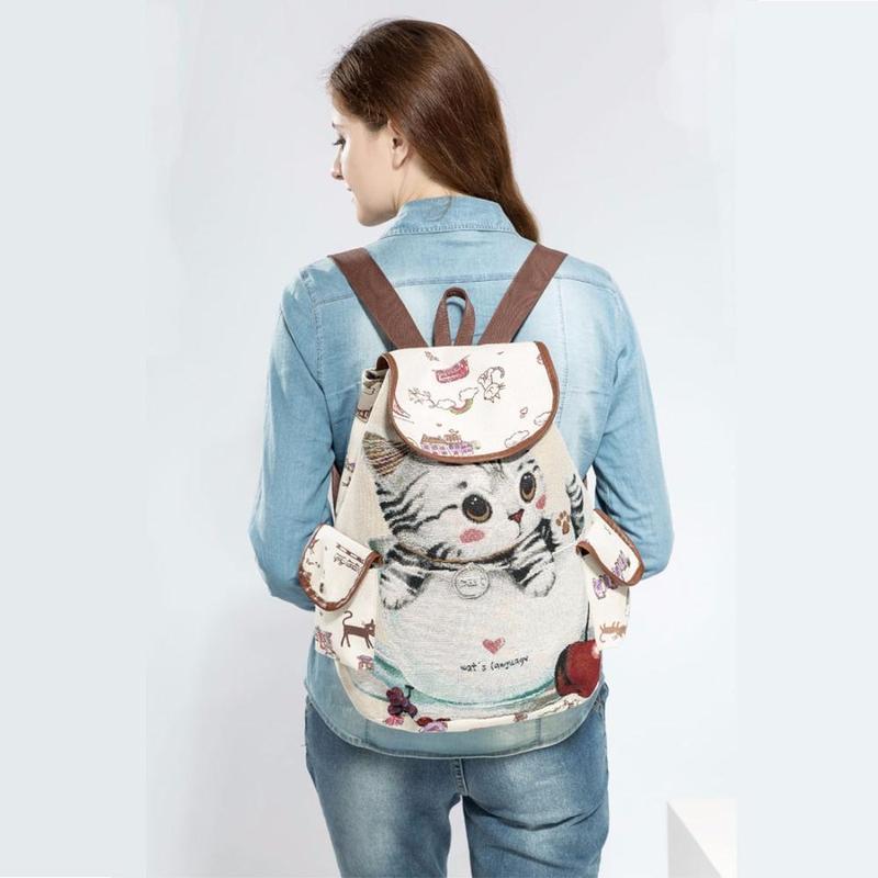 Cat Print Drawstring Backpack - Madison's Mutt Mall