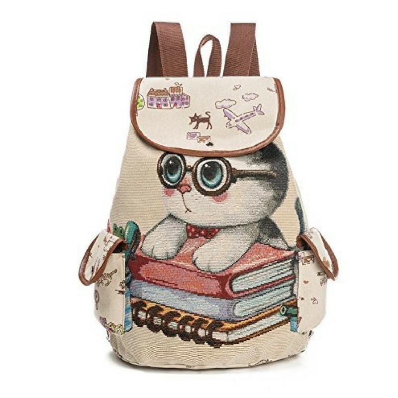 Cat Print Drawstring Backpack - Madison's Mutt Mall