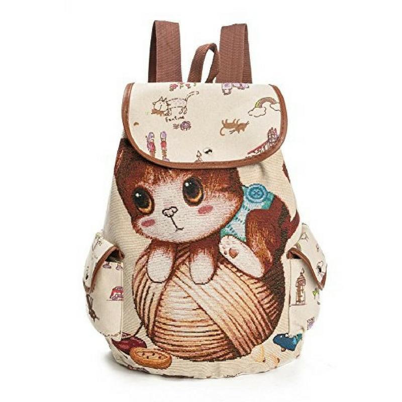 Cat Print Drawstring Backpack - Madison's Mutt Mall