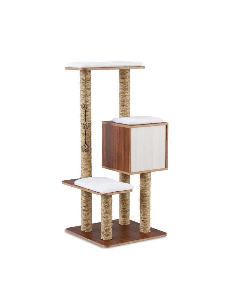 Elegant Wooden Modern Cat Tree - Madison's Mutt Mall